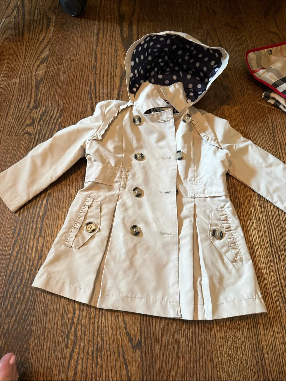 OshKosh B'gosh Cream Hooded Double-Breasted Trench Coat